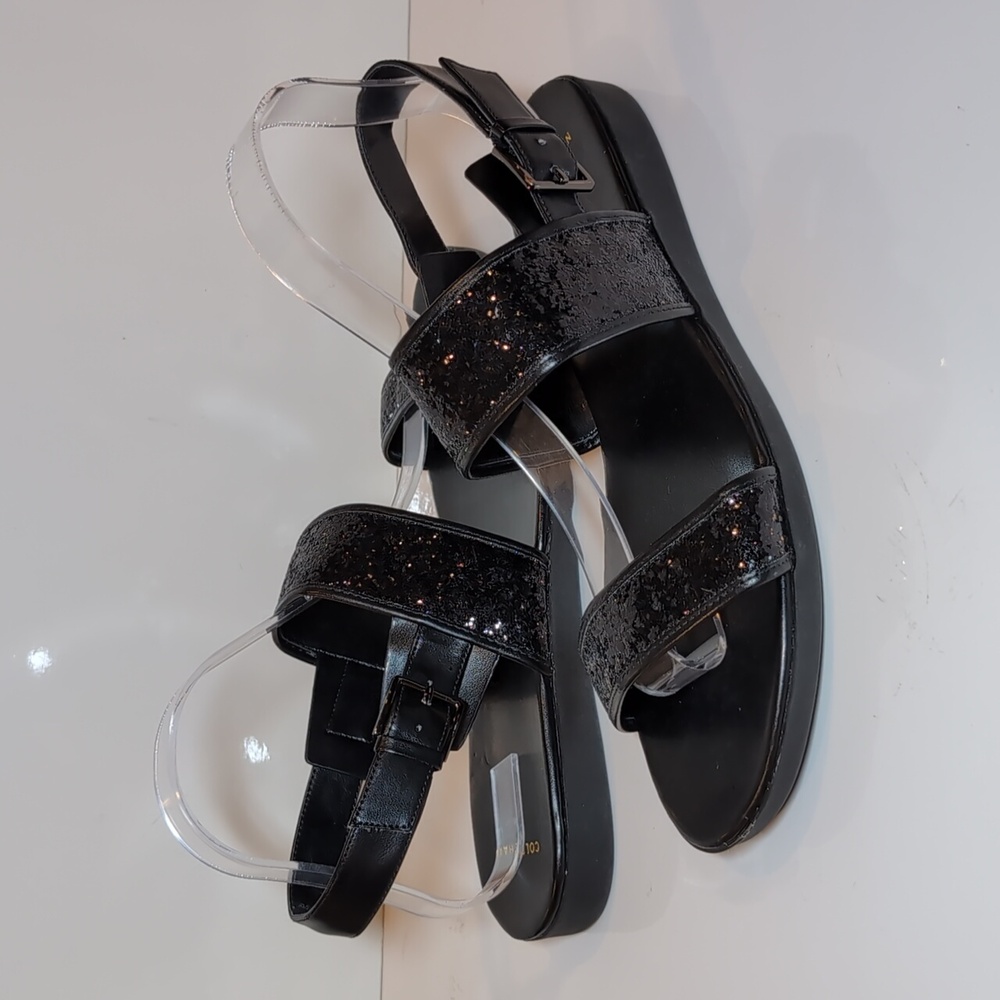 Cole Haan Korban Leather Glitter Sandals Wide Straps Adjustable Ankle Platform - Picture 11 of 11